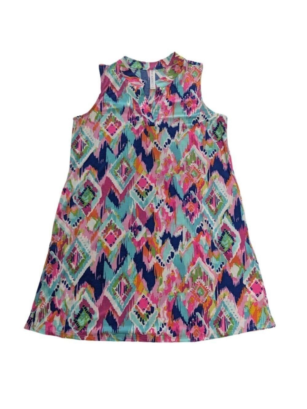 Good Scarlett “Lizzy” Chevron Waves Tank Dress — Vacation Beachwear *Size Small